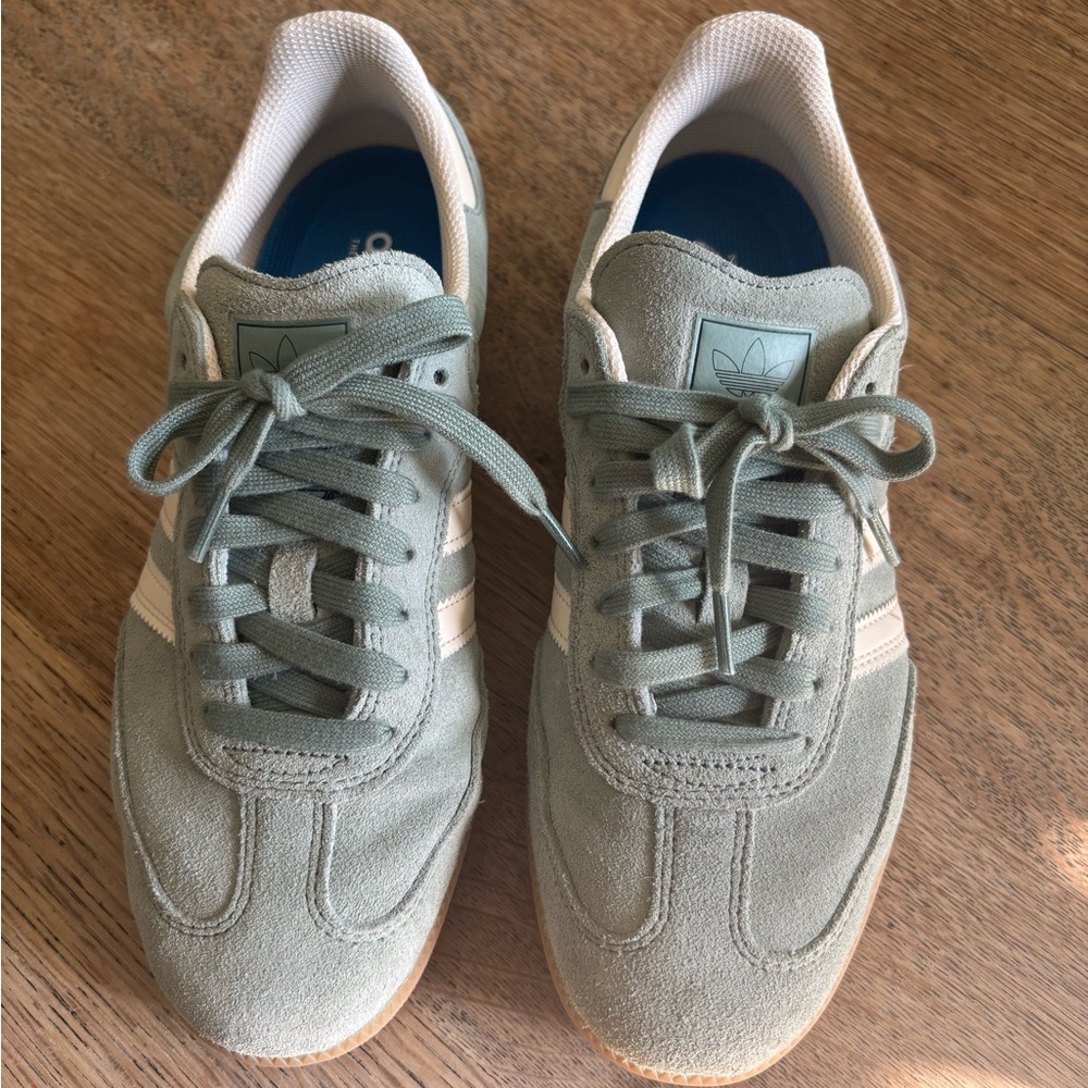 ADIDAS Samba ADV Shoes
 Green and White Athletic Shoes